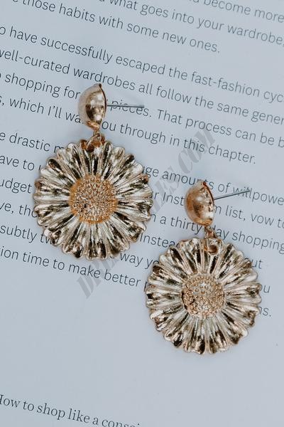 On Discount ● Lauren Gold Flower Drop Earrings ● Dress Up - -3