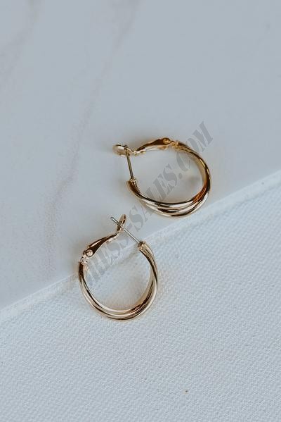 On Discount ● Brielle Gold Twisted Hoop Earrings ● Dress Up - -3