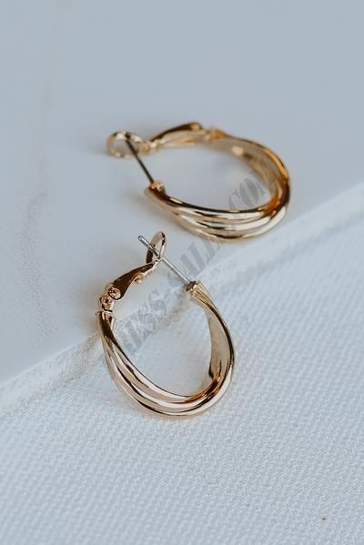 On Discount ● Brielle Gold Twisted Hoop Earrings ● Dress Up - -1