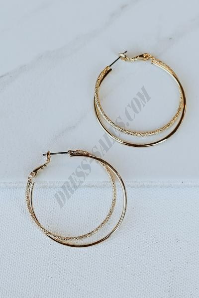 On Discount ● Everly Gold Double Hoop Earrings ● Dress Up - -3