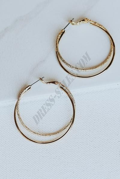 On Discount ● Everly Gold Double Hoop Earrings ● Dress Up - -1