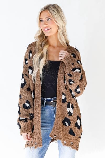 On Discount ● That Cozy Feeling Leopard Sweater Cardigan ● Dress Up - -0