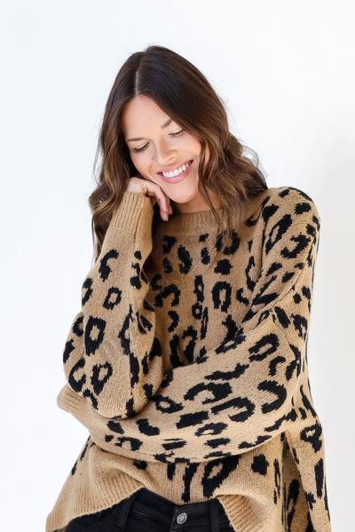 On Discount ● Wild And Cozy Leopard Sweater ● Dress Up - -1