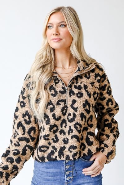 On Discount ● Snuggle Up Leopard Quarter Zip Pullover ● Dress Up - -3