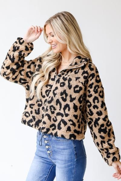 On Discount ● Snuggle Up Leopard Quarter Zip Pullover ● Dress Up - -2