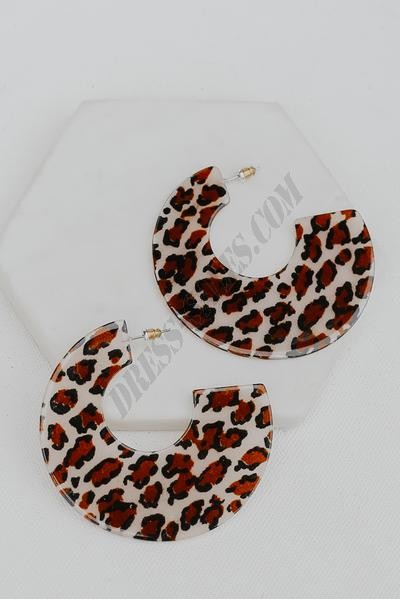 On Discount ● Amelia Leopard Hoop Earrings ● Dress Up - -1