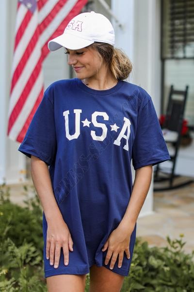 On Discount ● USA Star Graphic Tee ● Dress Up - -1