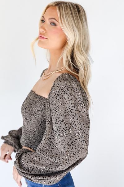 On Discount ● Wild Thing Smocked Leopard Crop Top ● Dress Up - -2