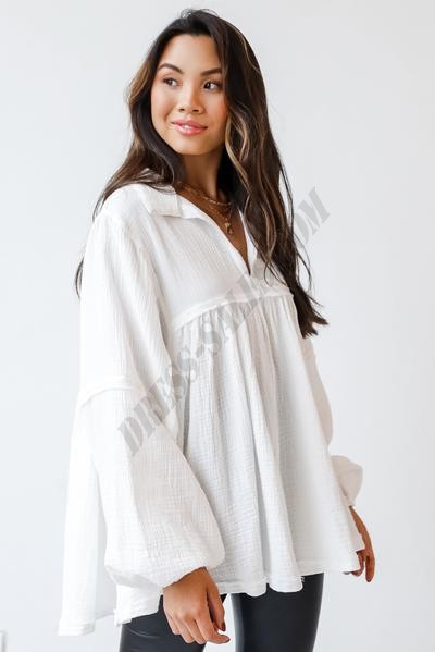 On Discount ● Don't Mind Me Linen Babydoll Blouse ● Dress Up - -3