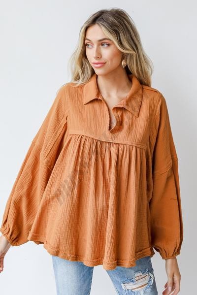 On Discount ● Don't Mind Me Linen Babydoll Blouse ● Dress Up - -8