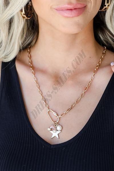 On Discount ● Star + Rainbow Gold Charm Necklace ● Dress Up - -0