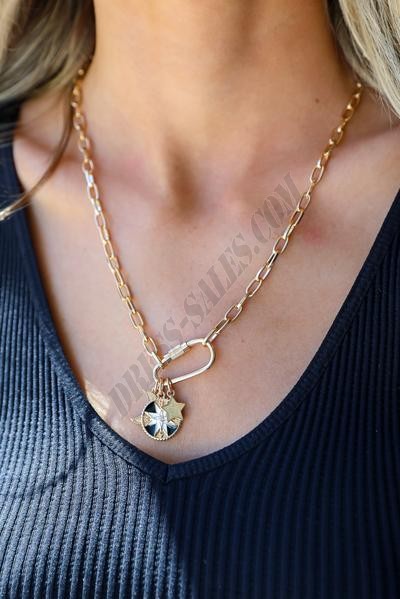 On Discount ● Star + Moon Gold Charm Necklace ● Dress Up - -1