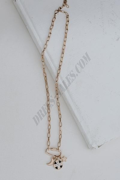 On Discount ● Star + Moon Gold Charm Necklace ● Dress Up - -2