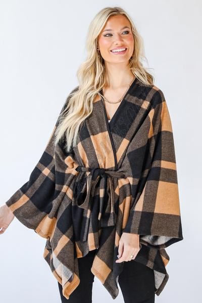On Discount ● Holding On To You Plaid Poncho ● Dress Up - -0