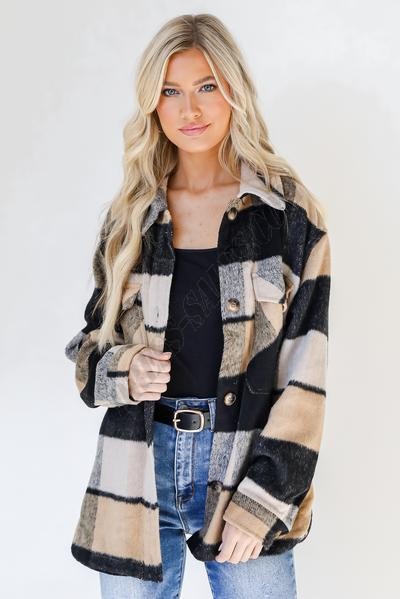 The City Is Calling Plaid Shacket ● Dress Up Sales - -0