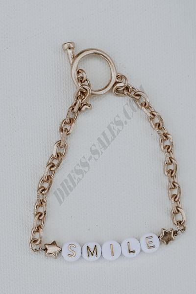 On Discount ● Smile Gold Beaded Bracelet ● Dress Up - -0