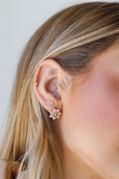 On Discount ● Lily Smiley Face Flower Stud Earrings ● Dress Up - -5