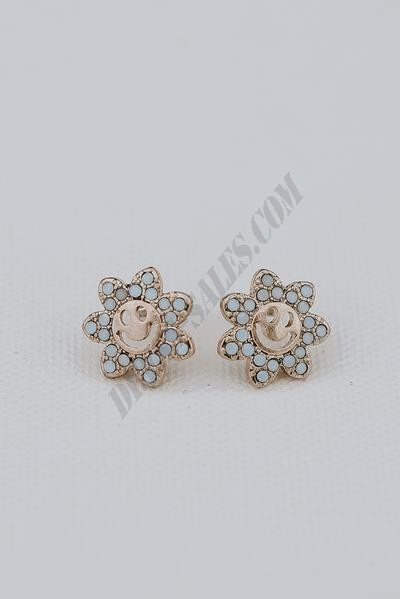On Discount ● Lily Smiley Face Flower Stud Earrings ● Dress Up - -4