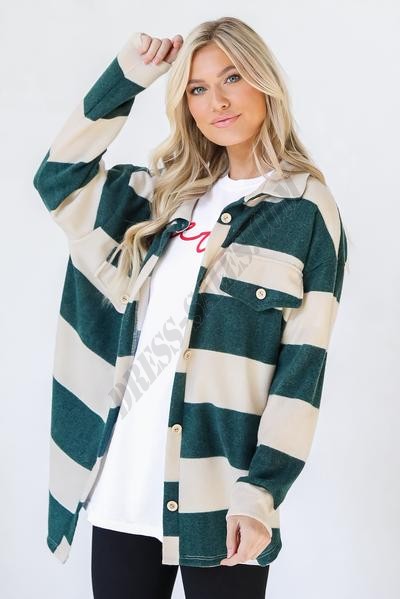 On Discount ● Snug As Can Be Striped Shacket ● Dress Up - -0
