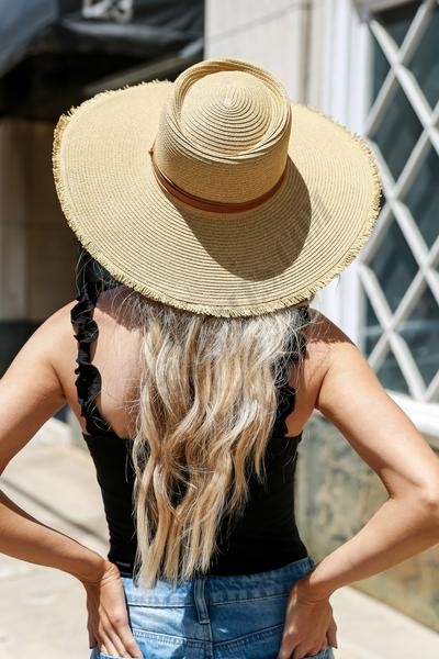 Weekends in the Sun Frayed Straw Boater Hat ● Dress Up Sales - -7