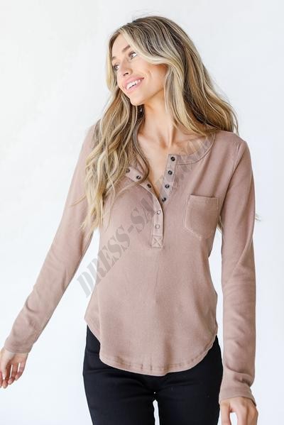 Barely Basic Henley Top ● Dress Up Sales - -5