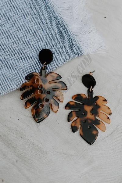 On Discount ● Cora Tortoise Palm Leaf Drop Earrings ● Dress Up - -1