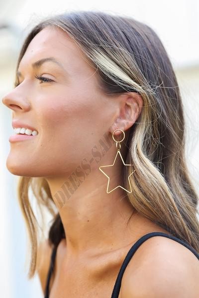 On Discount ● Bethany Gold Star Drop Earrings ● Dress Up - On Discount ● Bethany Gold Star Drop Earrings ● Dress Up