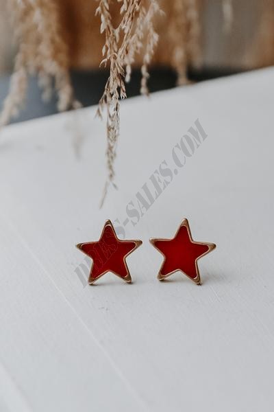 On Discount ● Emmie Red Star Stud Earrings ● Dress Up - On Discount ● Emmie Red Star Stud Earrings ● Dress Up