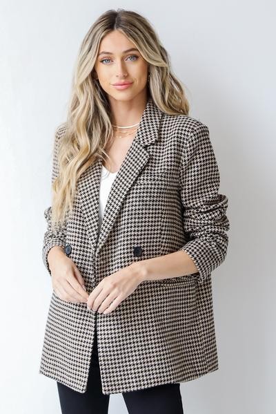 Miss Punctuality Houndstooth Blazer ● Dress Up Sales - Miss Punctuality Houndstooth Blazer ● Dress Up Sales