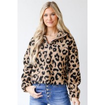 On Discount ● Snuggle Up Leopard Quarter Zip Pullover ● Dress Up