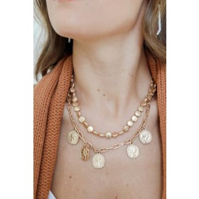 On Discount ● Rylee Gold Layered Coin Necklace ● Dress Up