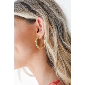 On Discount ● Alice Gold Textured Hoop Earrings ● Dress Up