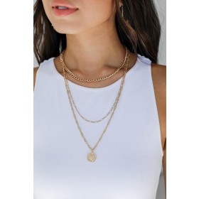 On Discount ● Maria Gold Layered Coin Necklace ● Dress Up