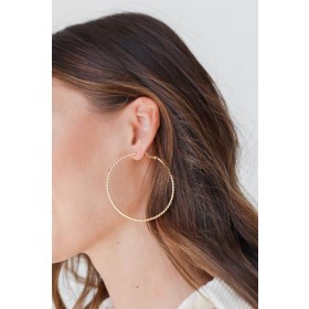 On Discount ● Kayla Gold Twisted Large Hoop Earrings ● Dress Up