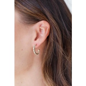 On Discount ● Lainey Gold Textured Mini Hoop Earrings ● Dress Up