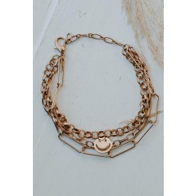On Discount ● Josie Gold Layered Smiley Face Bracelet ● Dress Up