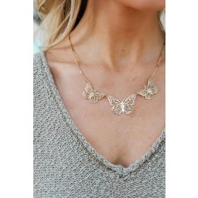 On Discount ● Kaylee Gold Butterfly Necklace ● Dress Up