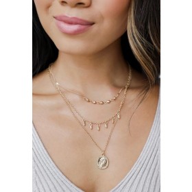 On Discount ● Meghan Gold Layered Coin Necklace ● Dress Up