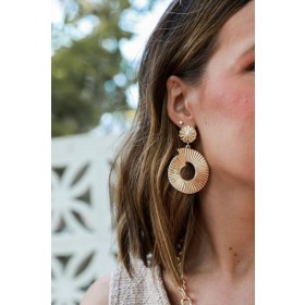 On Discount ● Harley Gold Textured Statement Drop Earrings ● Dress Up