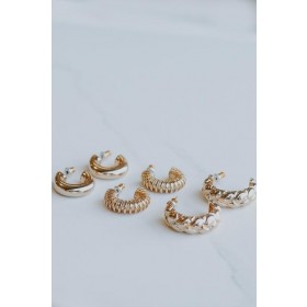 On Discount ● Maggie Gold Hoop Earring Set ● Dress Up